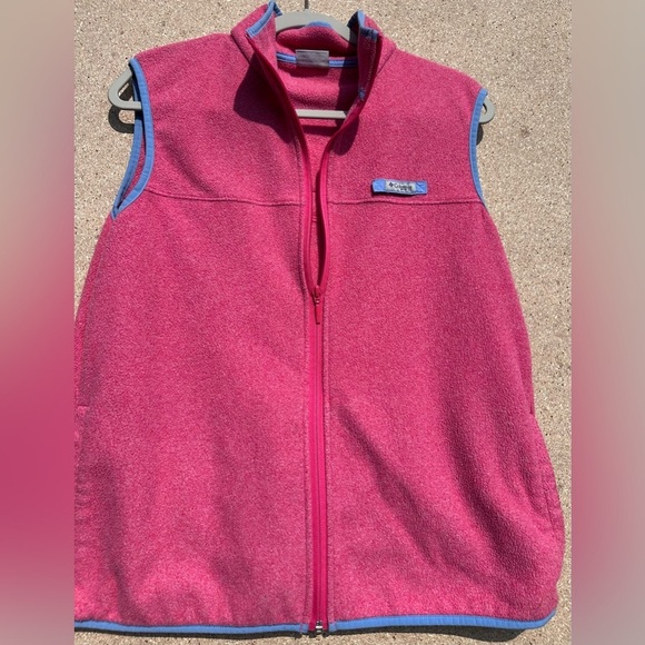 Columbia Raspberry Fleece Vest with Blue Accents Size XL - Picture 7 of 7